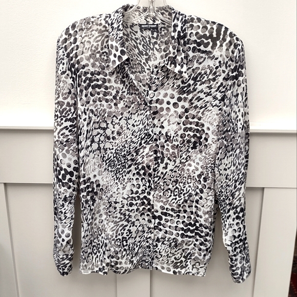 GERRY WEBER  | Black Gray White Abstract Animal Print Button Down Blouse | 14 - Picture 1 of 10